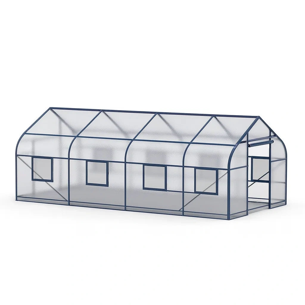 Serre en polycarbonate transparent avec cadre en acier 400x200x200 cm(Transparent)