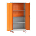 Armoire à outils de rangement en métal orange et gris avec roulettes 180 cm x 90 cm x 45 cm(Orange/Gris)