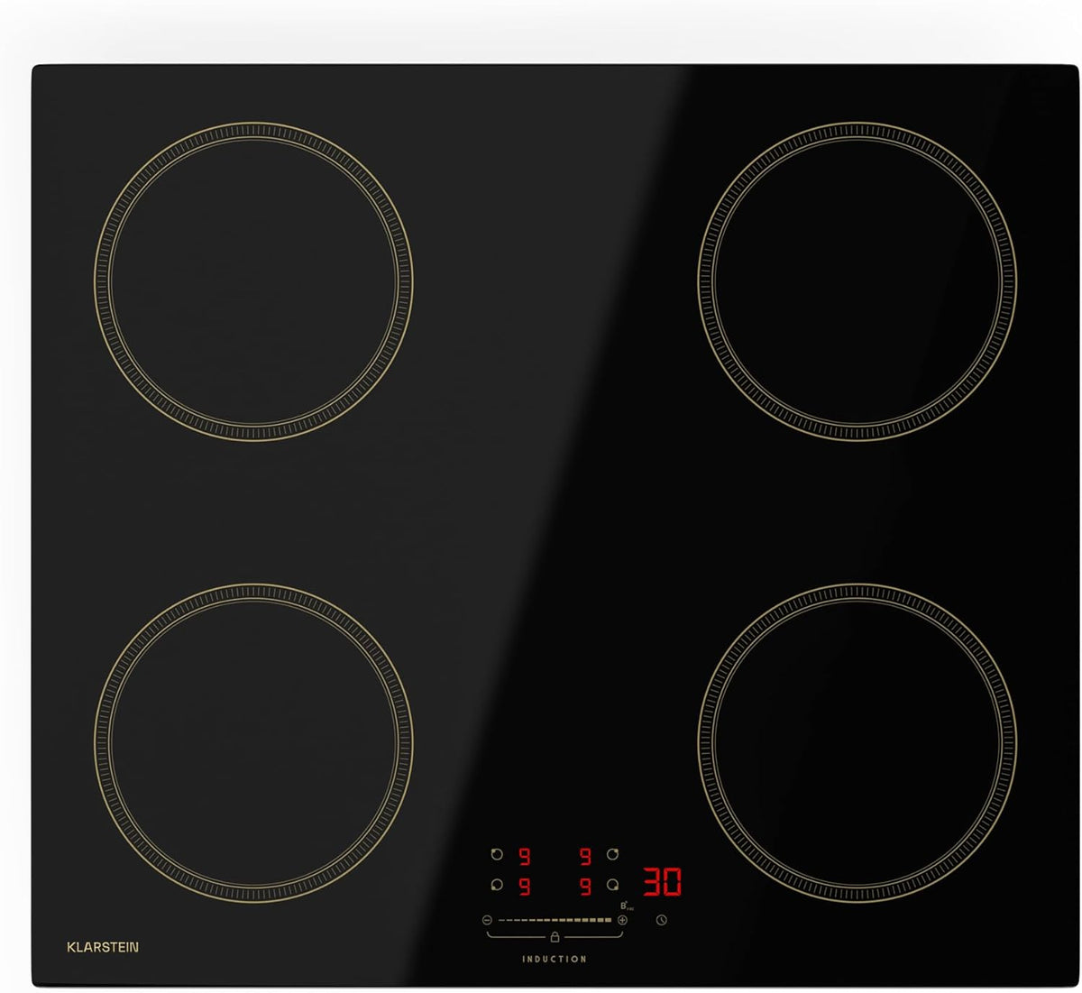 Klarstein Victoria Plaque À Induction Encastrable - 4 Zones, 7000 W Avec Boosters, Curseur  Minuterie, Verrouillage Parental, Vitrocéramique Noire, Largeur 59 cm(Noir)