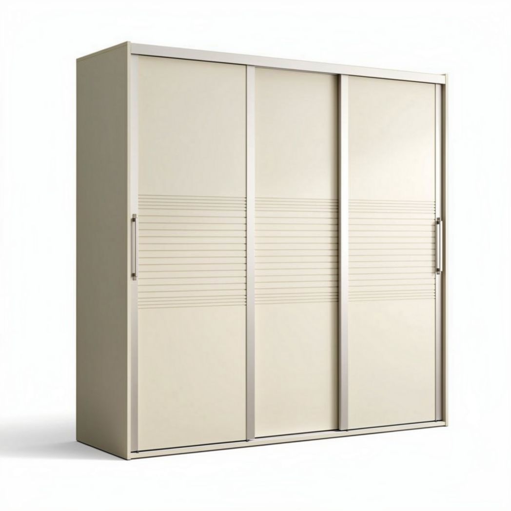 Armoire à portes coulissantes en mélamine beige 180 x 60 x 210 cm