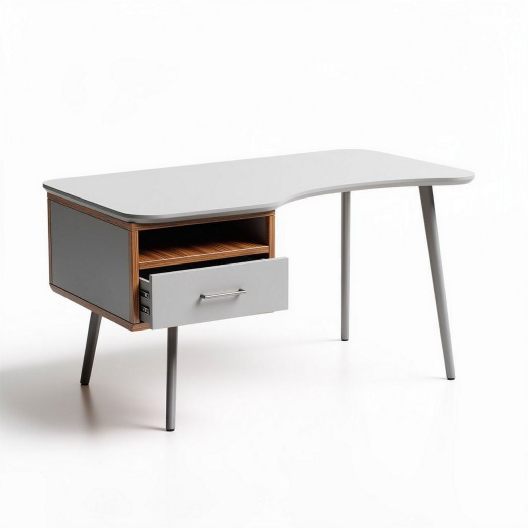 Bureau contemporain en bois et métal avec tiroir de rangement 150 x 70 x 75cm
