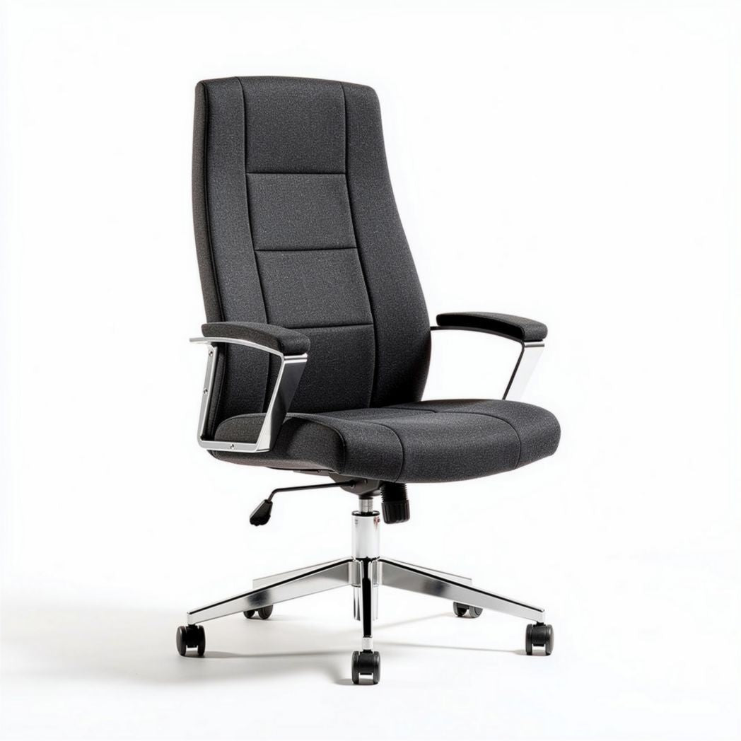 Chaise de bureau ergonomique en tissu noir avec accoudoirs réglables