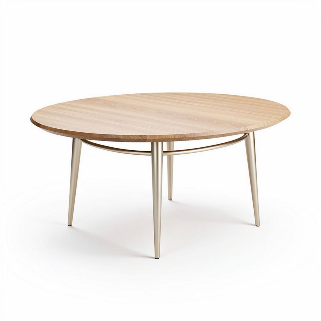 Table ronde en bois avec pieds en métal dimensions 90 x 90 x 45cm