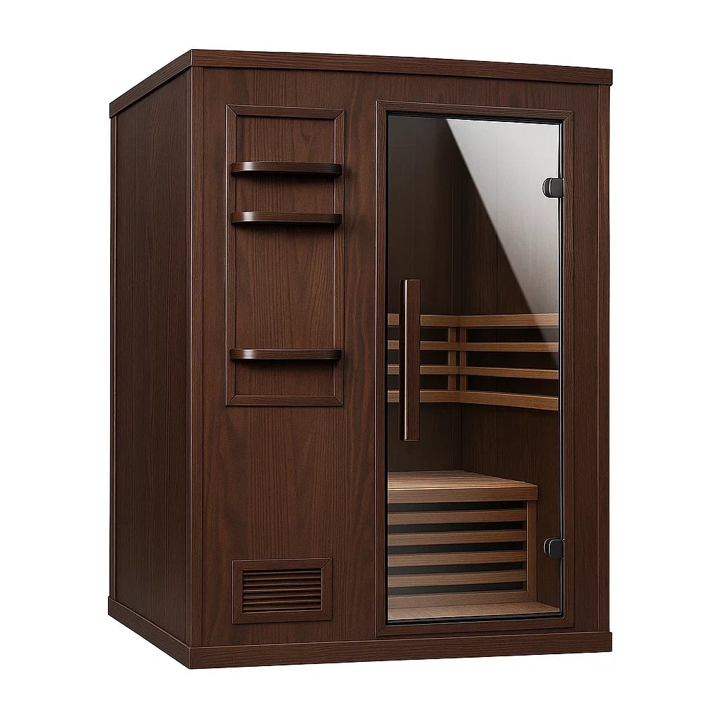 Cabine de sauna infrarouge en bois avec porte en verre 120x100x190 cm(Brun/Bois Naturel)