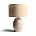 Lampe de table en macramé beige avec abat-jour en lin gris 25 x 25 x 40cm