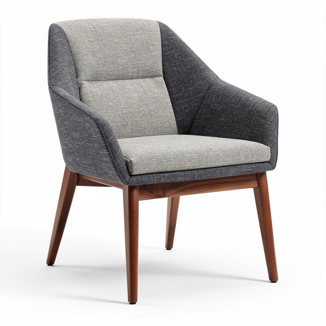 Fauteuil en tissu gris avec pieds en bois 70 x 70 x 80cm pour salon