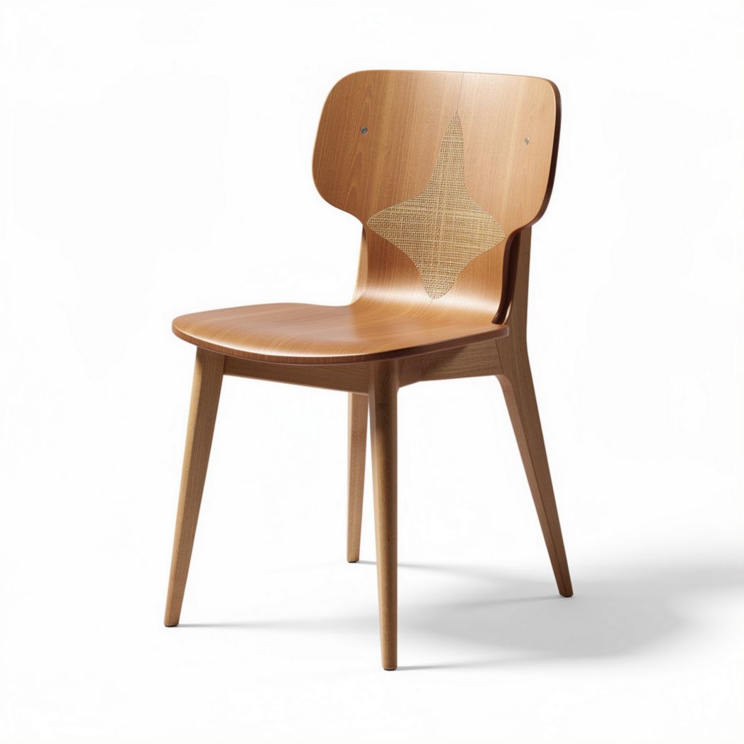 Chaise en bois de hêtre naturel avec assise ronde et dossier ergonomique 45 x 45 x 80cm