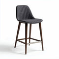 Tabouret de bar en tissu gris avec pieds en bois de 45 x 45 x 100cm