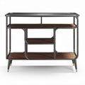 Meuble de rangement en métal gris et bois 80 x 30 x 75cm avec étagères ouvertes