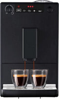 Melitta Caffeo Solo Noir Pure Black, Machine à café à grains avec broyeur et système d'extraction d'arômes, écran LED, mode 1 à 2 tasses, machine à expresso, automatique, E950-222, 1400 W(Noir/Cafetière)