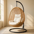 Chaises chaise suspendue en rotin avec coussins beige(Beige/Noir)