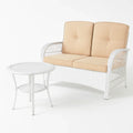 Ensemble de mobilier de jardin en résine tressée blanche avec coussins beige(Blanc/Beige)