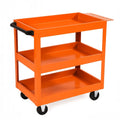 Servante à outils en acier 3 niveaux orange roues(Orange)