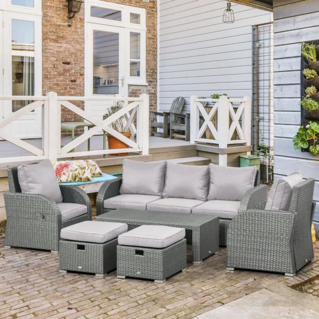 Ensemble de meubles de jardin en rotin, sectionnel et inclinable, pour pelouse, jardin et arrière-cour(gris)