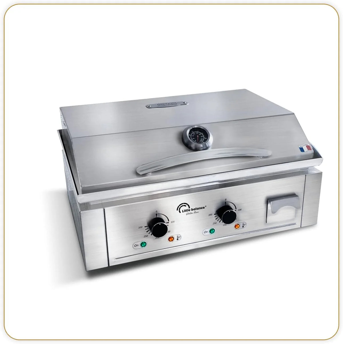 LITTLE BALANCE 8473 plancha pro inox 2 zones + couvercle, 3500W, made in France