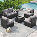 Outdoor Patio Furniture Sets with 4in Thicken Cushion(6 pcs/Grey)