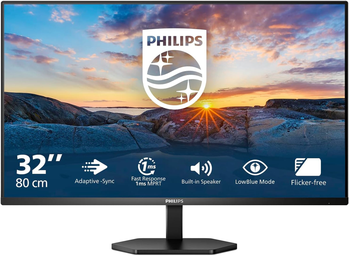 Philips 32E1N3100LA - Moniteur Full HD 32 Pouces, Haut-Parleur intégré, inclinable (1920x1080, VGA, HDMI 1.4), Noir(Black)
