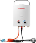 AS132 Chauffe-eau instantané au gaz 5 l - 50 mbar - Chauffe-eau GPL - Pour camping-car, camping, douche, lavage de cheval(5L/28-30/37 Mbar avec Kit de Pompe)