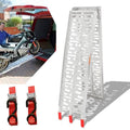 rampe de chargement Aluminium rampe pour fauteuil roulant Antidérapant Pliable pour Véhicules à Moto Jusqu'à 340KG(Argent/Rouge)