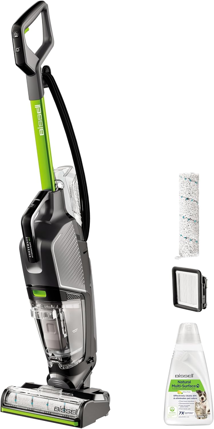 BISSELL CrossWave HydroSteam PET, Aspirateur Balai Laveur à Câble, Aspire, Lave  Sèche, Nettoyeur Vapeur Puissant, Idéal pour Ménages avec Animaux Domestiques, Nettoyeur a Eau Multi-surfaces, 3517N
