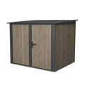 Abri de jardin en métal bois composite brun et gris 213x130x173 cm(Brun/Gris)