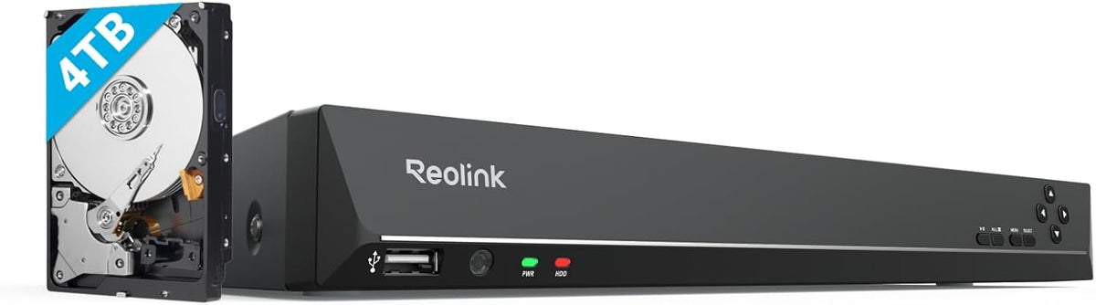 Reolink 4K PoE NVR 16 Canaux Caméra de Sécurité à Domicile Enregistrement de Vidéo avec Disque Dur de 4To Supportez 16MP/12MP/8MP/5MP/4MP 24h x7j Enregistrement de Surveillance RLN16-410(Noir)