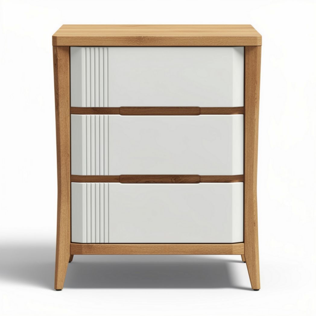 Table de chevet en bois avec tiroirs blancs 40 x 40 x 60 cm