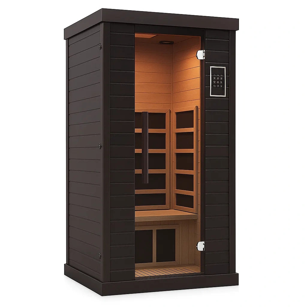 Cabine de sauna infrarouge intérieure en bois noir 90x90x190 cm(Noir)