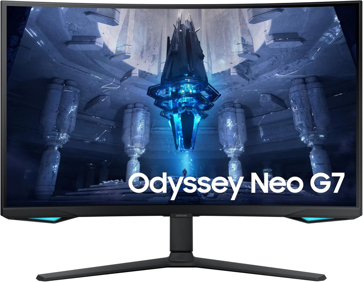 Samsung Ecran PC Odyssey Neo G7 32 165Hz, 1ms, Dalle VA - MiniLED Incurvé 1000R, Résolution UHD 4K 3840 x 2160,1 000 000:1, 300cd/m², FreeSync Premium Pro, Pied Ajustable, HDMI, DisplayPort(Blanc/Noir)