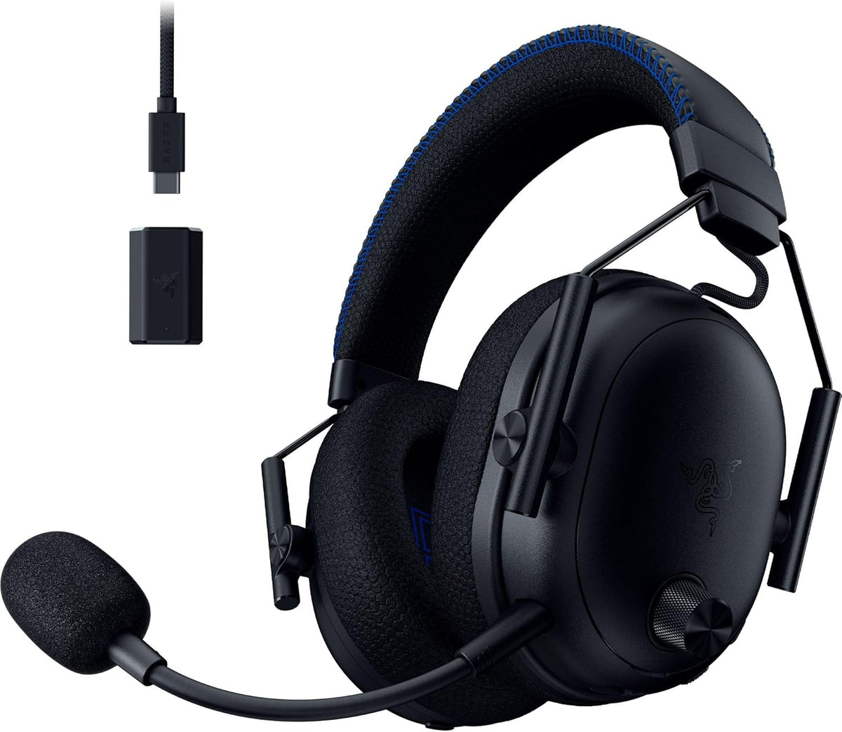 Razer BlackShark V3 Pro for PlayStation - Casque Gaming sans Fil avec réduction Active du Bruit ANC - Haut-parleurs Triforce 50mm - HyperSpeed 2,4 GHz - THX Spatial Audio - PS5/PC | Noir(Noir)