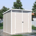 Abri de jardin en résine 4,10m² beige toit monopente skylight + plancher(Beige/Blanc)