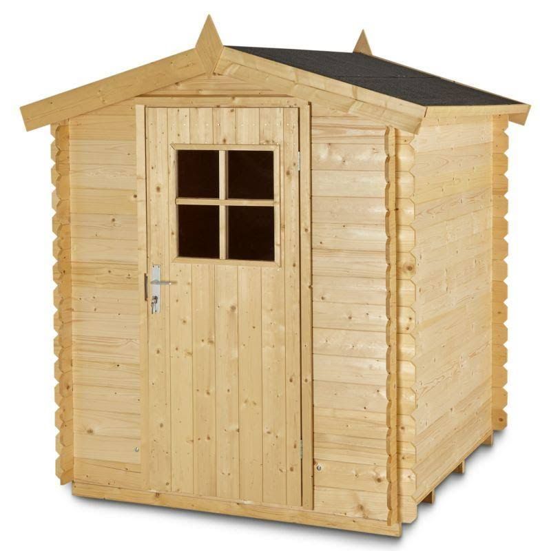 Abri de jardin Klikstrom Mokau bois coloris naturel ép.19 mm surface totale 3,46m²(Naturel/Noir)