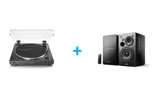 Audio-Technica-Platine vinyle AUDIOTECHNICA AT-LP60XBK + Enceintes amplifiées Bluetooth EDIFIER R1280DB Noir vendues par paire(Noir)