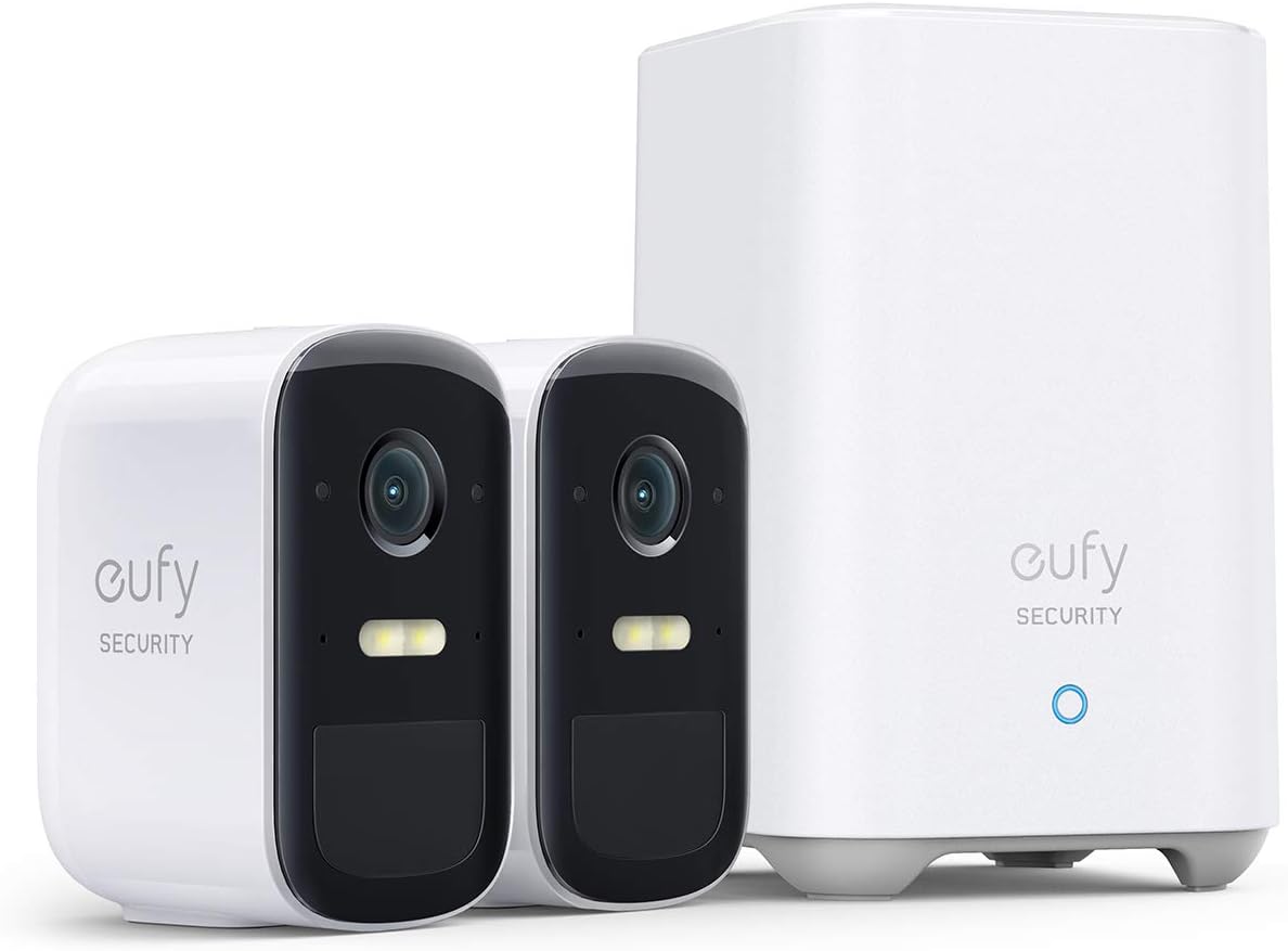 eufy Security eufyCam 2C Pro Camera Surveillance WiFi exterieure sans Fil, Autonomie 180jours, Résolution 2K, Vision Nocturne, sans Frais mensuels, Kit 2 caméras(Gray/White)
