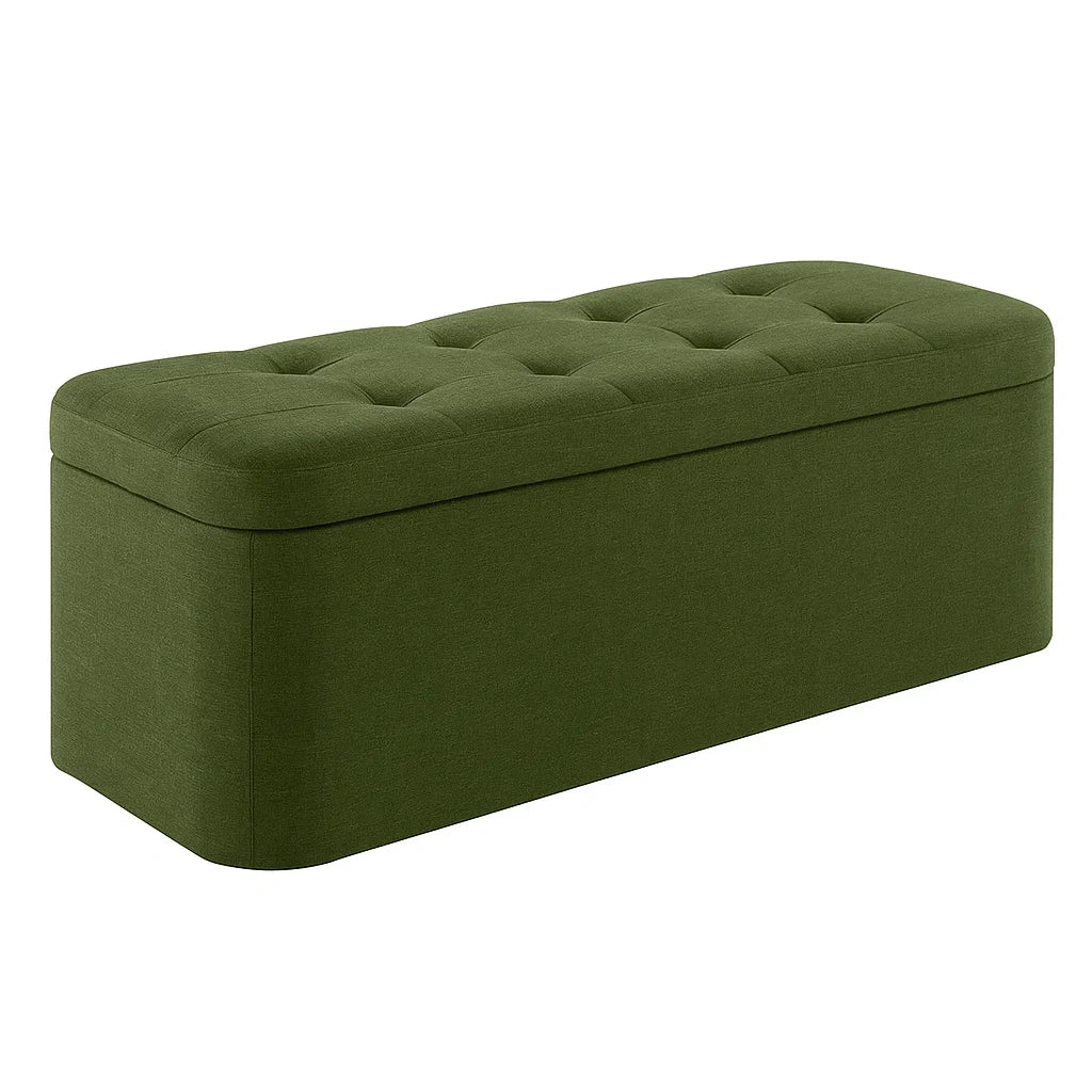 Banc de rangement en tissu vert olive 120x40x45 cm(Vert Olive)