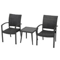 Ensemble de mobilier d'extérieur en résine tressée et acier noir (bistro)(Noir)