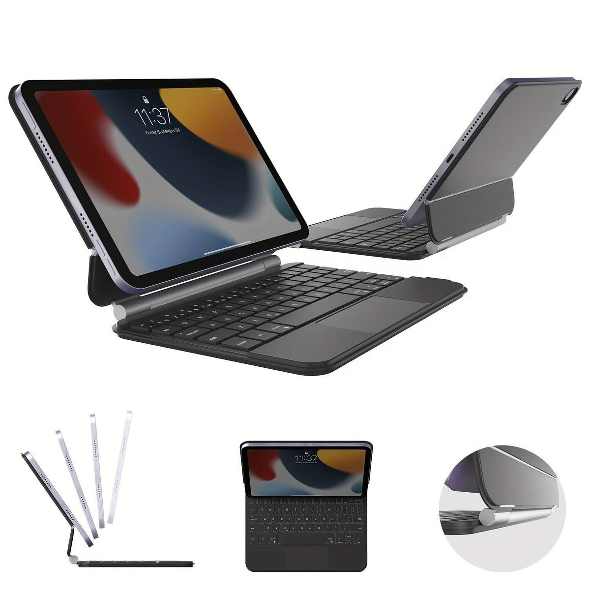 Accessoire Élégant pour Tablette | Étui Clavier Magnétique Bluefinger pour iPad 8.3 (Mini 6-2021)  10.9 (10e Gén 2022) - Couverture Folio Élégante(Noir)